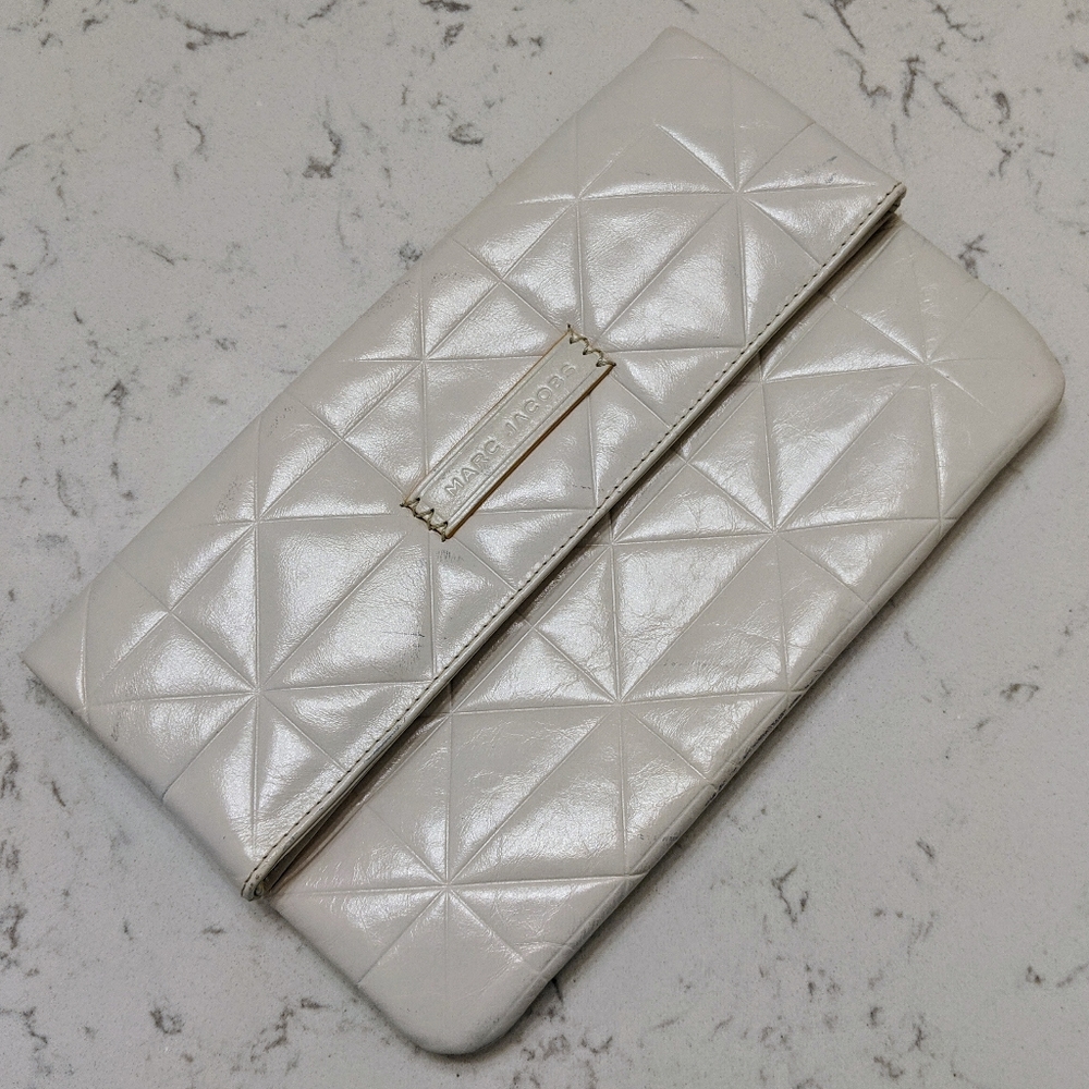 MARC JACOBS White Quilted Leather Clutch Bag